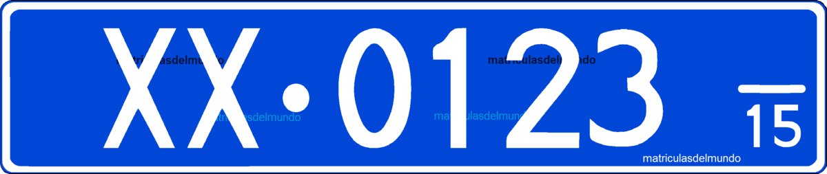 Placa de matrícula de Bulgaria azul temporal con letras XX