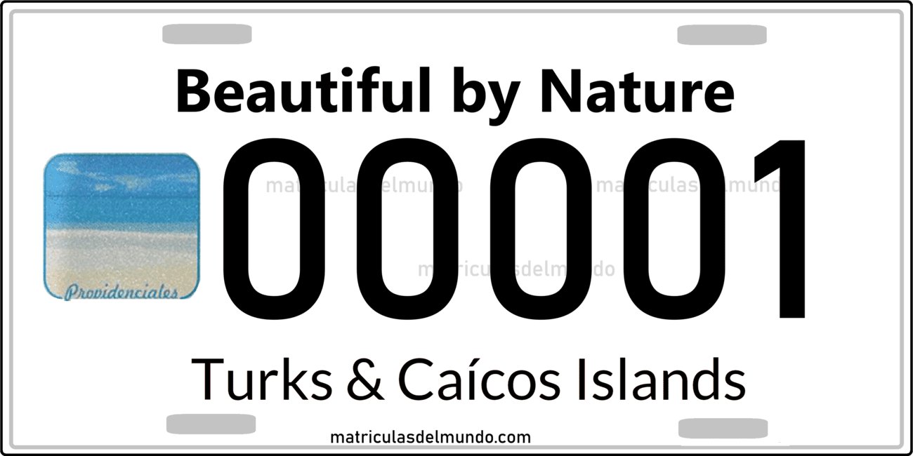 Matrícula de las Islas Turcas y Caicos de Providenciales Imagen de ejemplo de una matrícula normal de Turks and Caicos