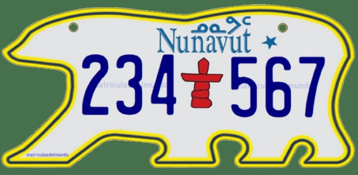 matricula americana de coche de Nunavut con oso actual