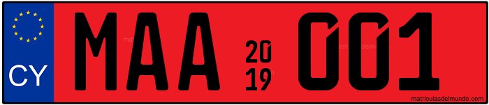 Matrícula de Chipre para vehículo de alquiler