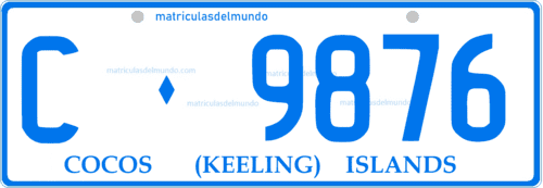 Matrícula de coche de Islas Cocos actual en Oceanía