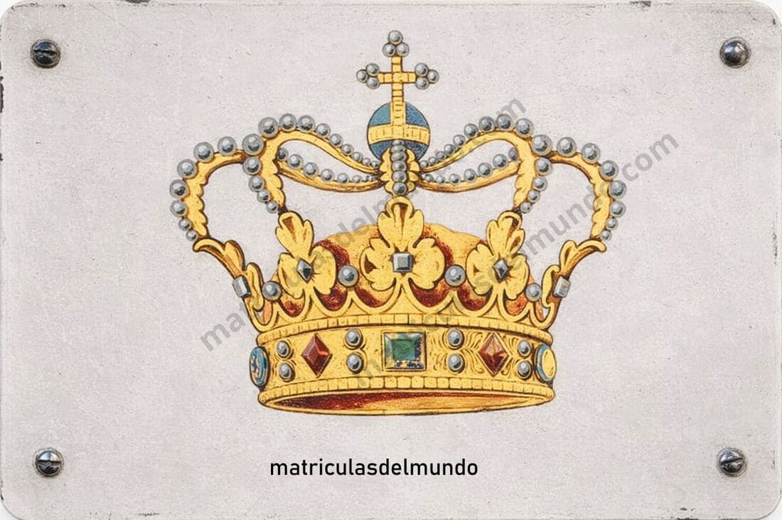 Official Danish license plate with the Glücksburg Royal House crown