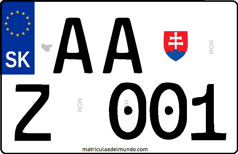 Matrícula cuadrada de vehículo especial de Eslovaquia con letra Z