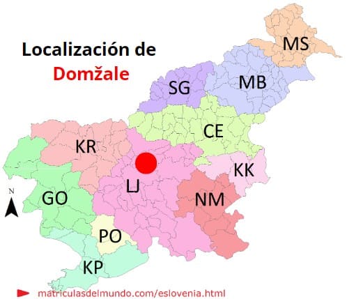 Mapa con la localización de la región eslovena de Domžale