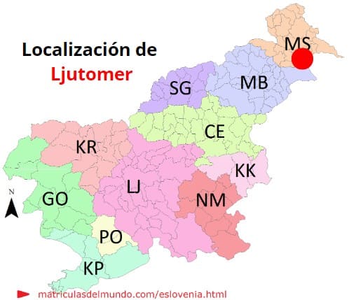 Mapa con la localización de la región eslovena de Ljutomer