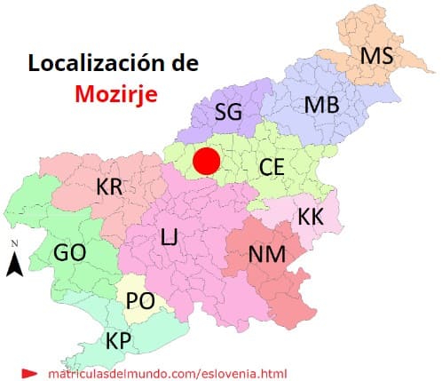 Mapa con la localización de la región eslovena de Mozirje