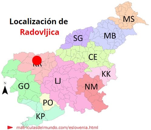 Mapa con la localización de la región eslovena de Radovljica