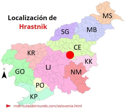 Mapa con la localización de la región eslovena de Hrastnik