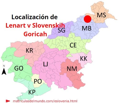 Mapa con la localización de la región eslovena de Lenart v Slovenskih Goricah