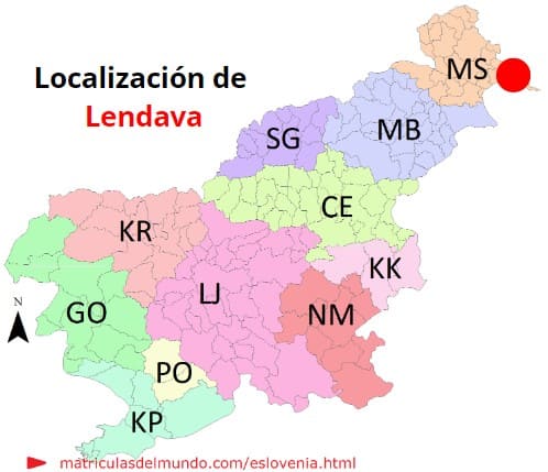 Mapa con la localización de la región eslovena de Lendava