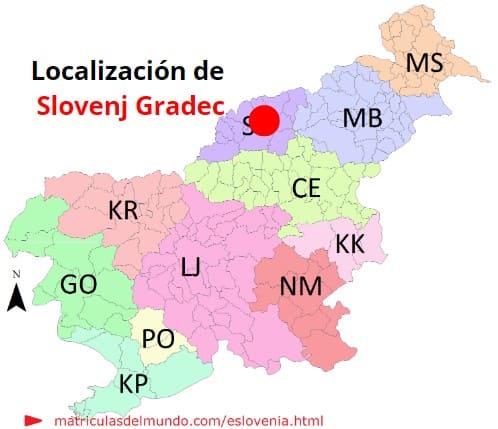 Mapa con la localización de la región eslovena de Slovenj Gradec