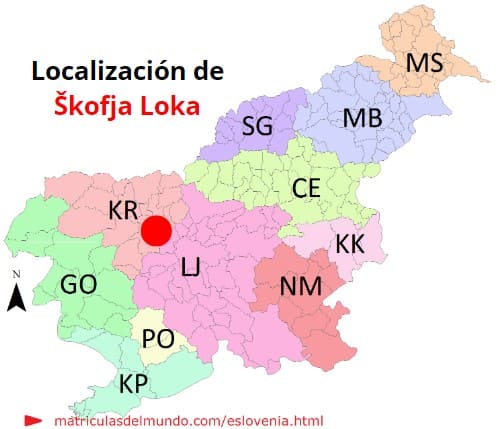 Mapa con la localización de la región eslovena de Škofja Loka