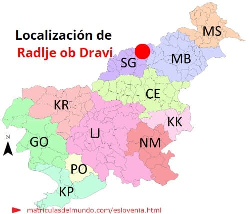 Mapa con la localización de la región eslovena de Radlje ob Dravi