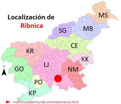 Mapa con la localización de la región eslovena de Ribnica