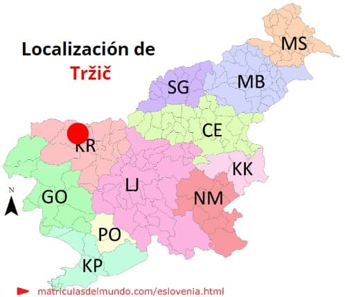 Mapa con la localización de la región eslovena de Tržič