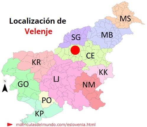 Mapa con la localización de la región eslovena de Velenje