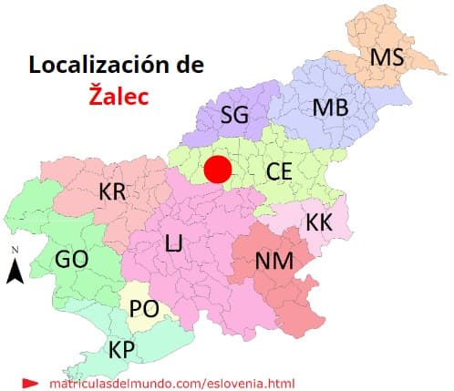 Mapa con la localización de la región eslovena de Žalec