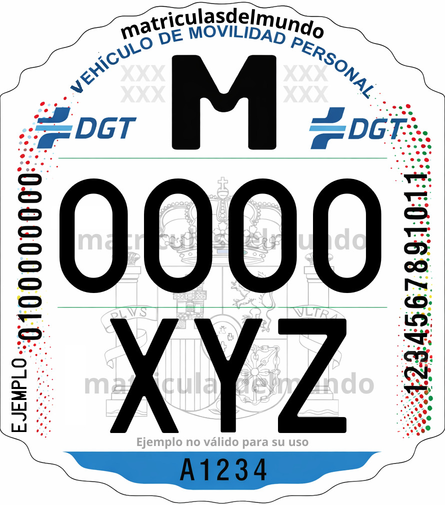 Imagen de matrícula de patienete electrico y vehiculo movilidad personal