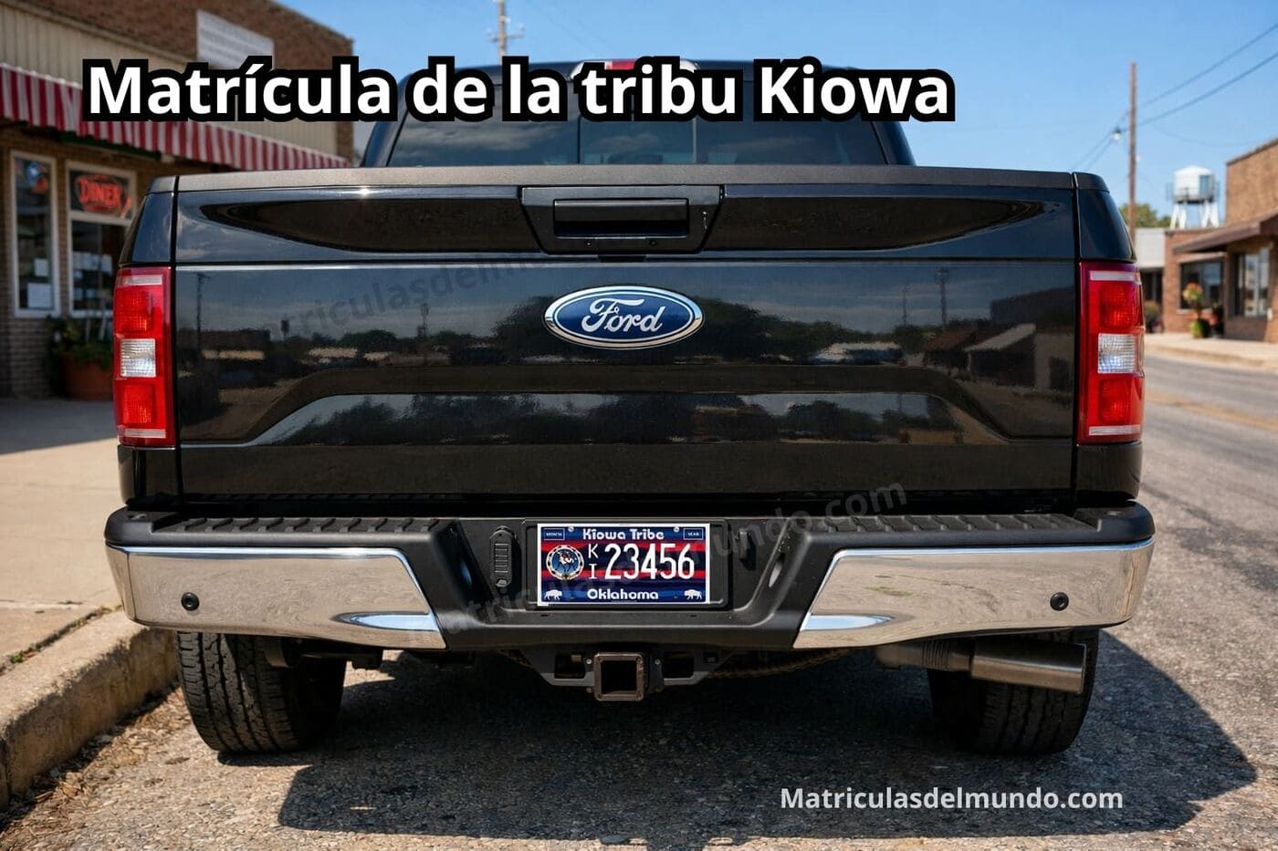Ford pick-up con matrícula tribal de la Kiowa Tribe en Oklahoma