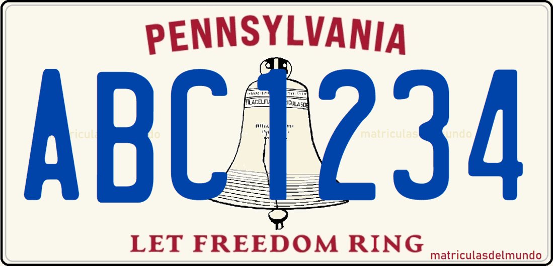 Matrícula americana de coche de Pennsylvania Let Freedom Ring desde 2026