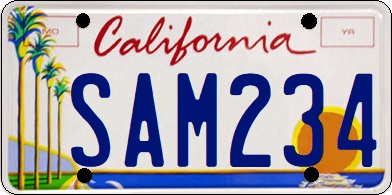 Matrícula de coche de California con el diseño de coastline de 1994