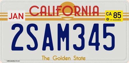 Matrícula de coche de California del sistema anterior con Art Deco de ejemplo