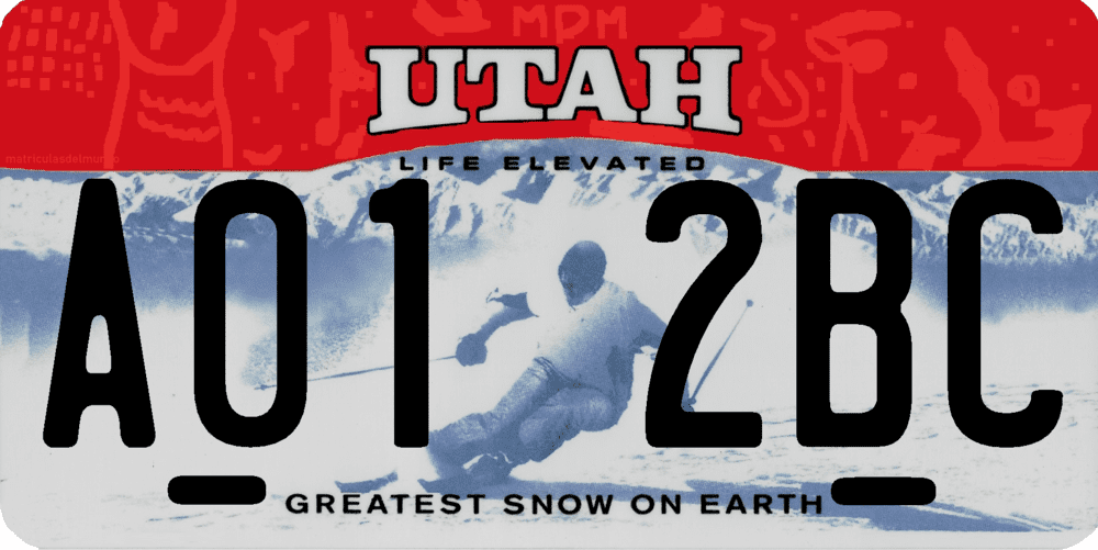 Matrícula de coche americana de Utah Life elevated Greates snow on earth
