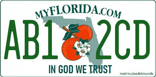 Matrícula de Florida con el texto In God We Trust