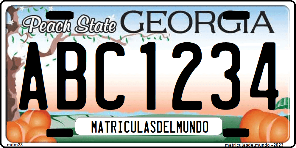 Matrícula americana de coche de Georgia normal con melocotones Peach State