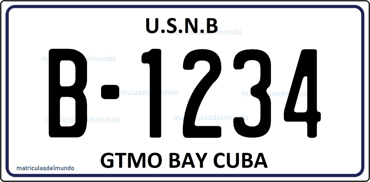 Imagen de la matrícula de la base naval americana de Guantánamo antigua sin pegatinas