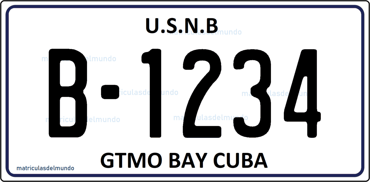Imagen de la matrícula de la base naval americana de Guantánamo antigua sin pegatinas
