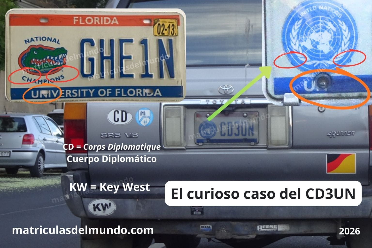 Matrícula ordinaria de Florida del antiguo sistema especial de la University of Florida con combinación CD3UN