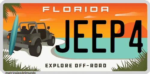 matrícula Florida Jeep off-road paisaje con playa