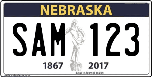 Matrícula de coche de Nebraska desde 2017 1867 centennial
