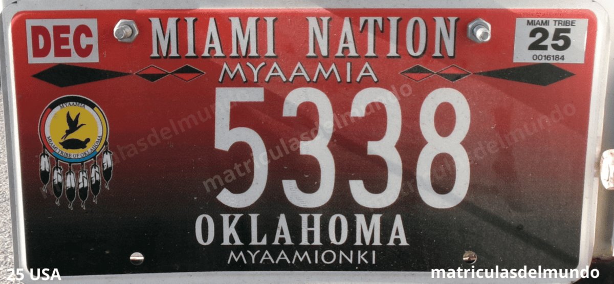 Imagen de una matrícula antigua de la tribu de la Nación Miami