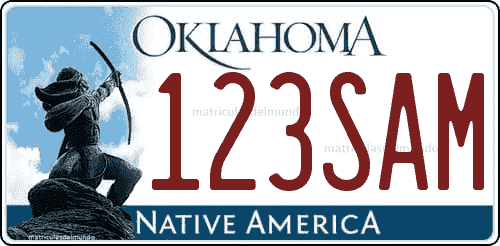Matrícula americana de coche de Oklahoma NATIVE AMERICA con Sacred Rain Arrow y tono azul