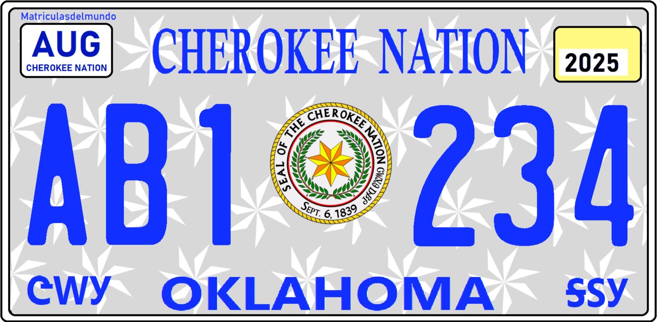 Imagen de matrícula de la Nación Cherokee personalizada