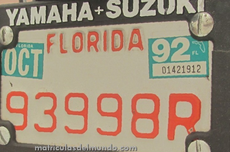 matrícula de Florida temporal en papel de ejemplo