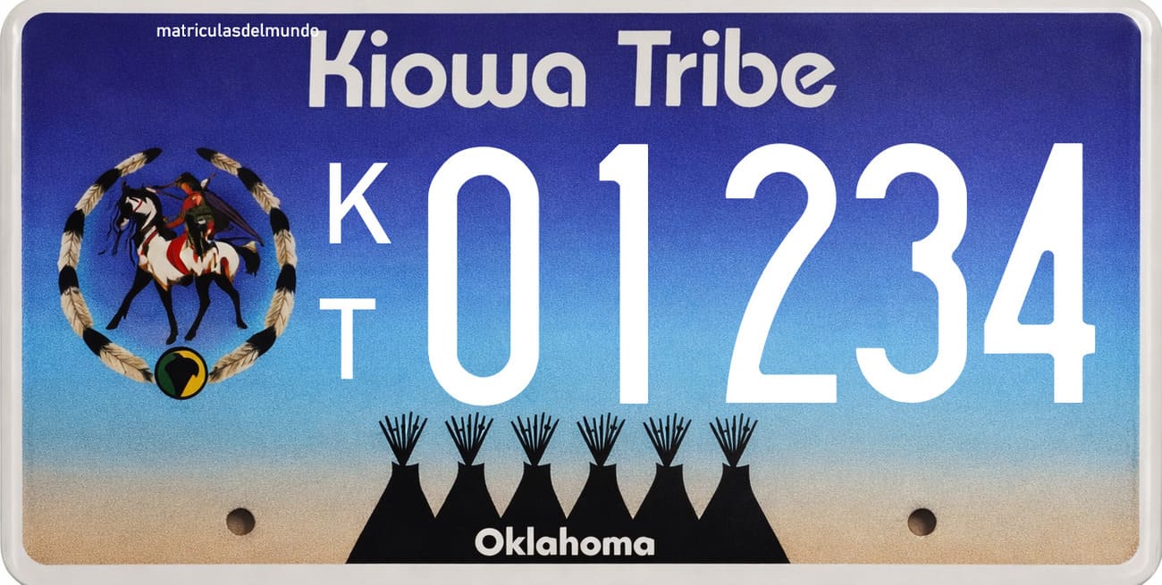 Matrícula de la Kiowa Tribe de Oklahoma con código KT