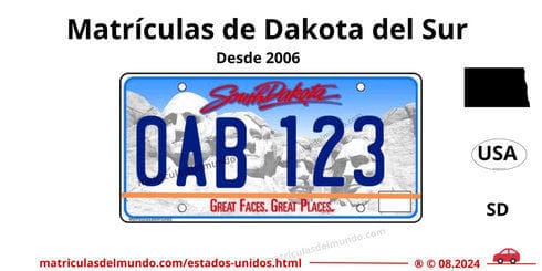 Matrícula antigua de Dakota del Sur con diseño de Mount Rushmore