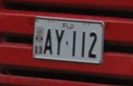 Matrícula de ejemplo de Fiji actual AY112
