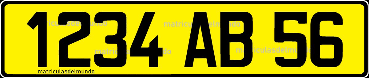 Antigua matrícula de coche de Francia con fondo amarillo sin eurobanda