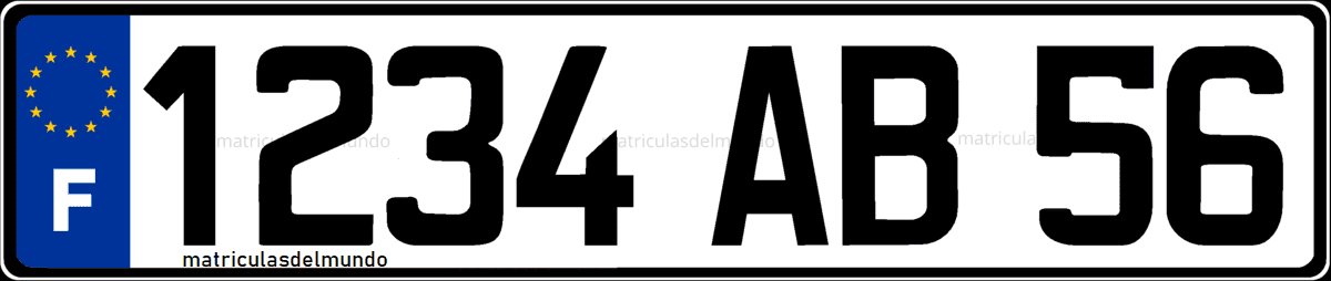 Antigua matrícula de coche de Francia con fondo blanco y eurobanda de ejemplo
