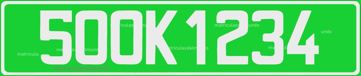 Matrícula de coche del cuerpo consular de Francia con fondo verde y letra K