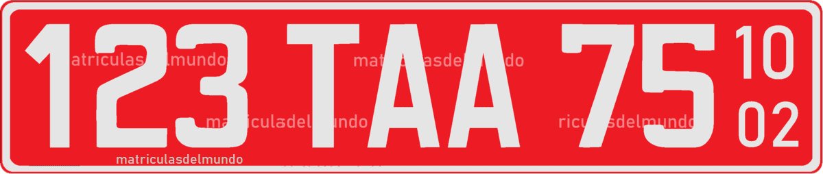 Matrícula de coche antigua de Francia de importación temporal roja