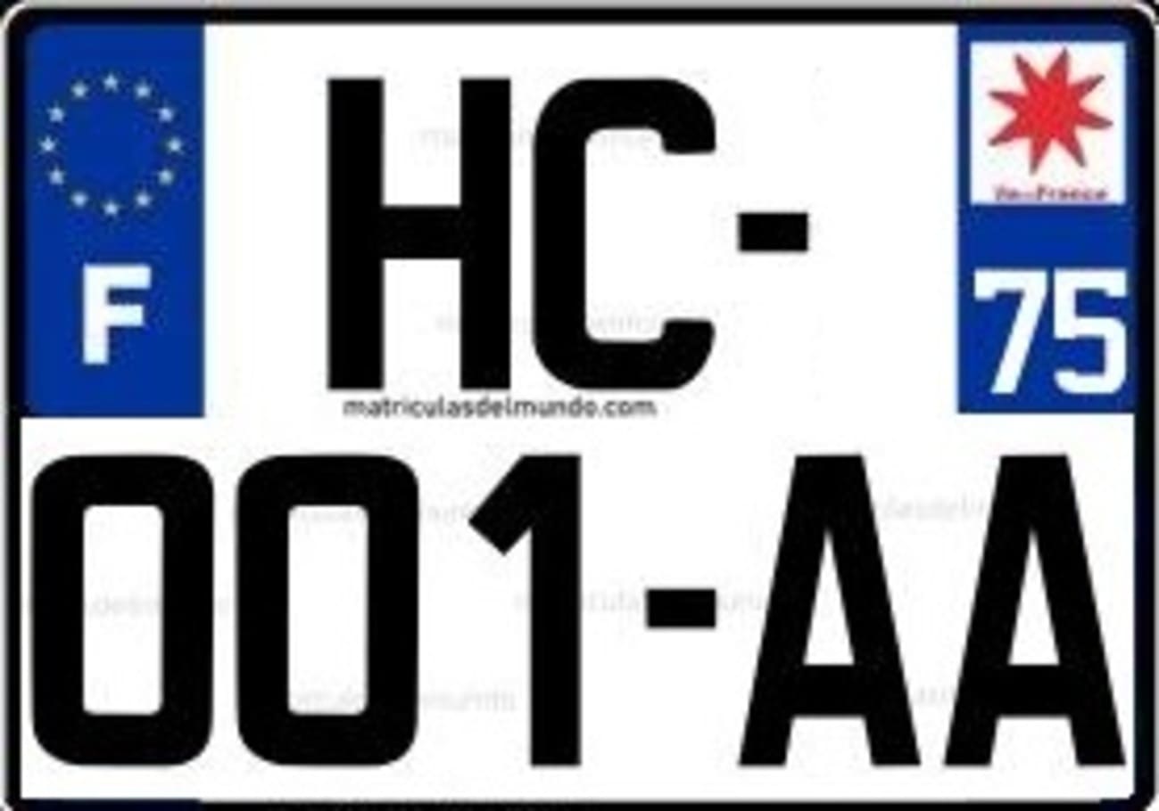 Matrícula cuadrada de motocicleta de Francia con código 75 de París