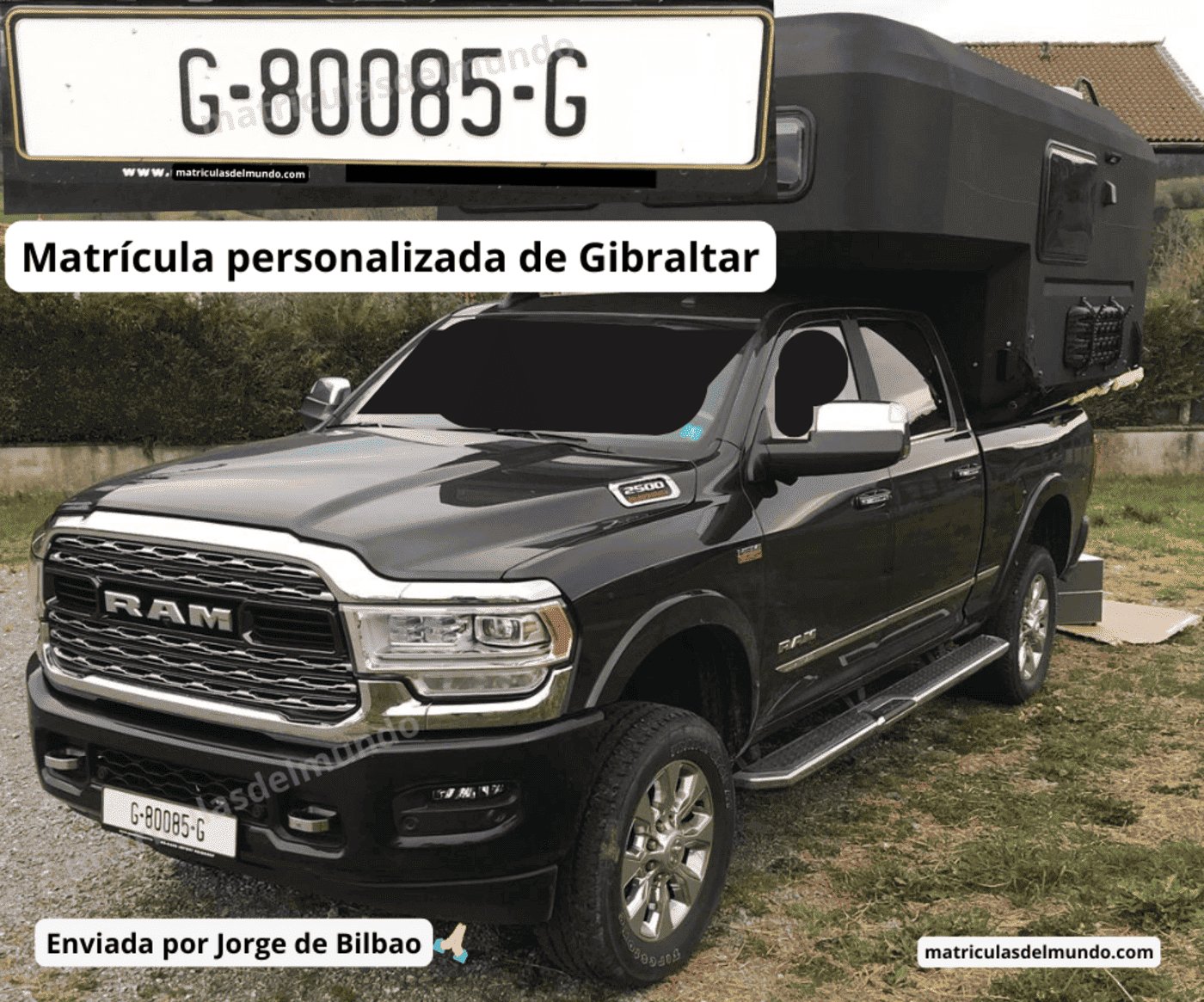 Camioneta RAM con matrícula misteriosa de Gibraltar personalizada