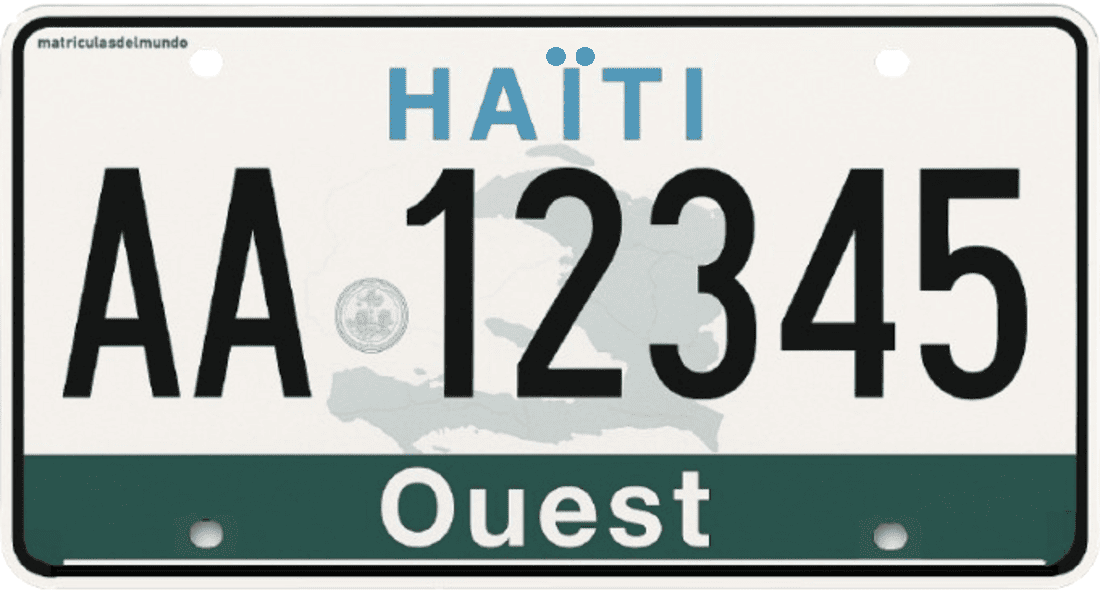Old Haiti car license plate until 2013 - Ouest region