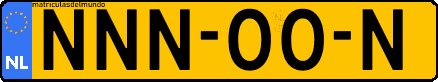 Imagen de matricula de coche de Holanda amarilla actual nnn00n