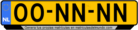Matrícula de Holanda amarilla y negra usada entre 1999 y 2008 nacional